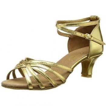 Amurleopard BRD003/36 - Zapatos de baile con tacón alto de 5 cm para mujer, color oro, talla 35