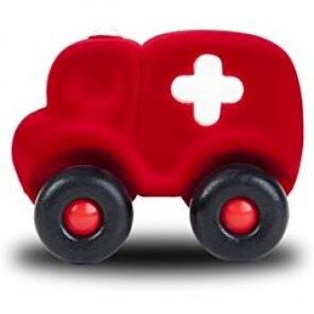 Ambulancia Rubbabu de Caucho Natural 100% Reciclable - Eco-Friendly, Suave al Tacto, Hecha a Mano, para Niños de 1 a 2 Años