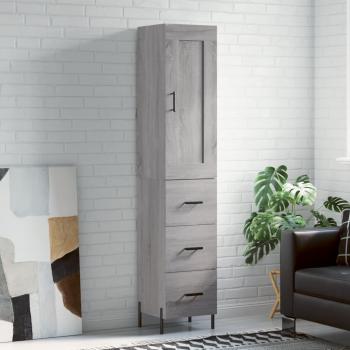 Aparador alto de madera multicapa gris Sonoma 34,5x34x180 cm