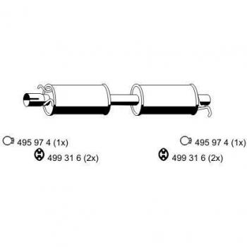 Silenciador Intermedio ERNST 330237 para Ford Transit Mk5 Minibus