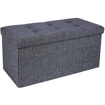 Baúl de Almacenaje Plegable - Taburete Reposapiés y Banco, Soporta hasta 300 kg, 38x76x38 cm, Ideal para Sala de Estar, Dormitorio y Entrada