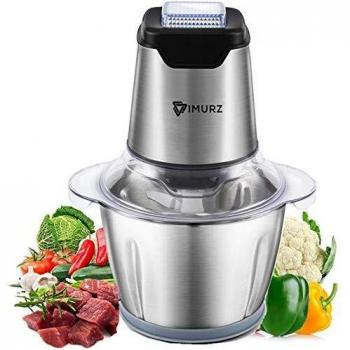 IMURZ Picadora electrica de Alimentos de 600w,picadora de Cocina con 4 Cuchillas afiladas y tazón de Acero Inoxidable de 1.2L,Picadora de Carne para Verduras,Carne,Especias