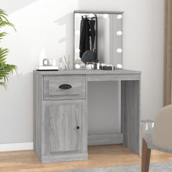 Tocador con LED madera contrachapada gris Sonoma 90x50x132,5cm