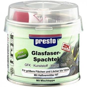 Masilla de Fibra de Vidrio Presto 250 g - Color Gris-Verde con Endurecedor Rojo (6 Unidades)