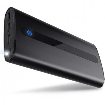 Sipu Batería externa 24000mAh Ultra-Ligera Cargador de móvil externo Batería con 2.1A de entrada, Luces LED y 3 puertos de carga para iPhone, iPad, Android, Samsung Galaxy y demás dispositivos