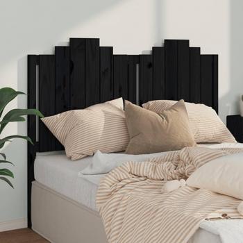 Cabecero de cama negra 146x4x110 cm madera maciza de pino