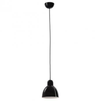 Lámpara colgante cúpula negra Faro Barcelona 64256 VENICE, cerámica brillante, E27, 15W, dimmable, dimensiones L:16cm H:223cm