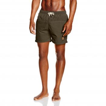 Urban Classics Basic Block Swim Shorts - Olive Green for Men