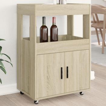 Carrito de bar de madera de ingeniería roble Sonoma 60x39,5x89 cm Marrón