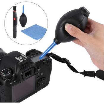 Kit de limpieza para lentes de cámara DSLR: soplador de polvo, cepillo y paño
