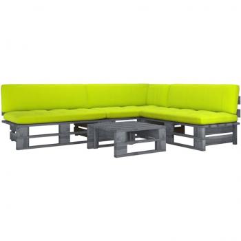 Juego de sofás en palet con almohadas 4 piezas en pino impregnado gris