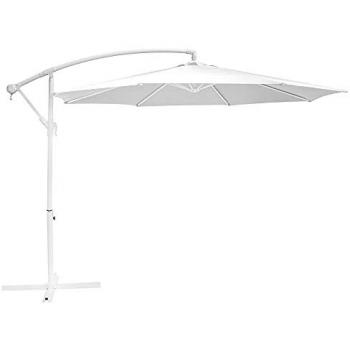 Sombrilla de Jardín Excéntrica Alba 300 cm con Manivela de Aluminio Blanco