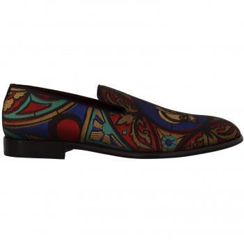 Dolce & Gabbana Multicolor Jacquard Crown Slide-On Loafers - EU43/US10
