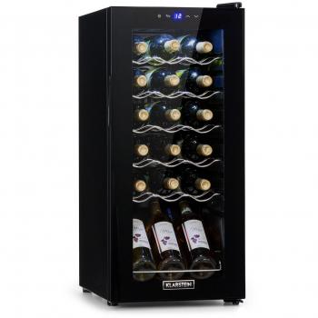 Vinoteca Klarstein Shiraz 18 Uno - Refrigerador de vino 50L para 18 botellas con panel táctil, temperatura ajustable de 5 a 18 °C