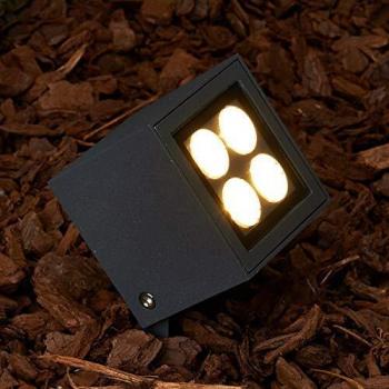 Foco LED con estaca Charlie para exteriores, IP65, moderno en negro, hecho de aluminio, 1 llama, anclaje a tierra