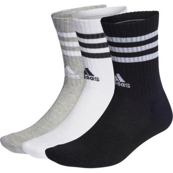 adidas Originals Men's 3-Stripes Cushioned Crew Socks - White/Black/Grey - XL (3-Pack)