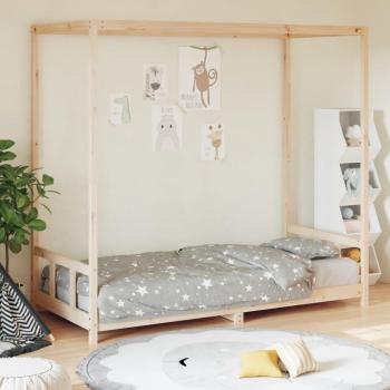 Estructura de cama infantil 90x190 cm en madera maciza de pino color marrón
