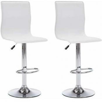 vidaXL 2X Sillas de Bar Cuero Sintético Blanco Taburete Asiento Cocina Comedor