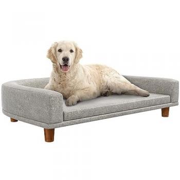 Sofá para Perros Grandes PawHut, Cama Elevada Tapizada con Cojín Lavable, Patas de Madera de Pino, Carga 40 kg, Dimensiones 98x67x25 cm, Color