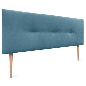 Cabecero de Polipiel/Tela Aqualine Liso con Botones y Patas, 135x105cm, Turquesa, Acolchado de Lujo para Camas 120/135/140