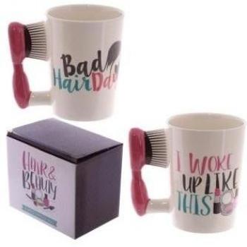 Egg n Chips London Divertida Taza de cerámica con Forma de Cepillo de Pelo, Mixto, Height 10.5cm Width 12cm Depth 8cm