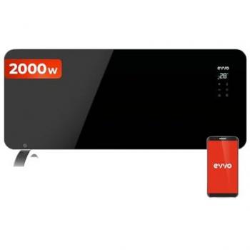Convector Eléctrico EVVO C Cristal Wifi 2000W con Pantalla Táctil, Mando a Distancia, Temporizador y Soporte de Pie - Seguridad sobrecalentamiento (Negro)