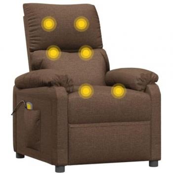 Sillón de masaje eléctrico tela marrón vidaXL 990065