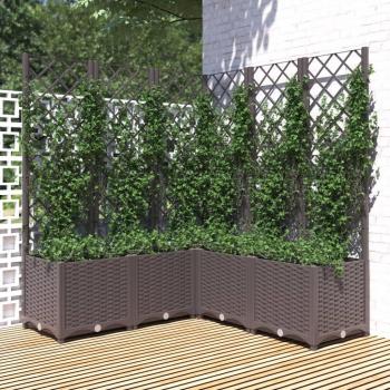 vidaXL Garden Planter with Trellis Brown 120x120x136 cm PP
