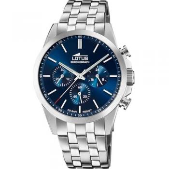 Reloj de Hombre Lotus 18989/2 Cronógrafo Acero Inoxidable Plateado Correa de Acero Inoxidable Azul