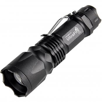 UltraFire Linterna LED, Linternas Mini,U5, 3 Modos, 300 Lumens, Linterna Táctica,Ajustar zoom ,Luminoso O-rings, 1 Pack