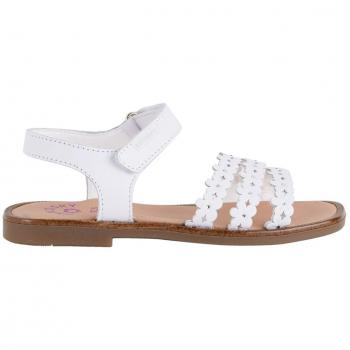 Sandalias abiertas de niña en piel con cierre adherente, color blanco - Pablosky 427700