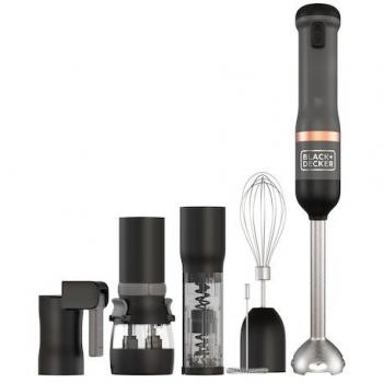Batidora de mano Kitchen Wand sin cable BLACK+DECKER BCKM1016KSG-QW color gris, multiherramienta recargable 6 en 1