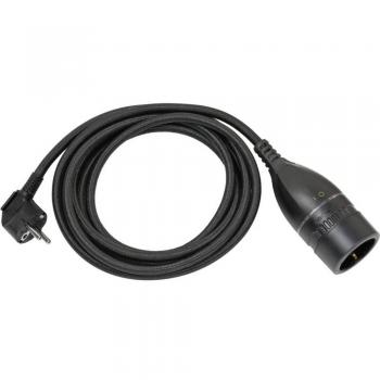 Brennenstuhl Cable de Extensión Eléctrico con Interruptor Giratorio, 5 m, Cubierta Textil, Toma de Tierra, Color Negro