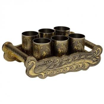 Bandeja de Metal Repujado a Mano Wanderlust Deco 25x13x6 cm - Diseño Elegante y Resistente