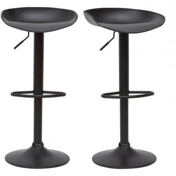Miliboo - Taburetes de bar regulables modernos negros A65 cm (lote de 2) pebble