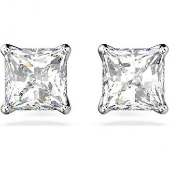 Swarovski Attract Stud Earrings, Square Cut, White, Rhodium Plated