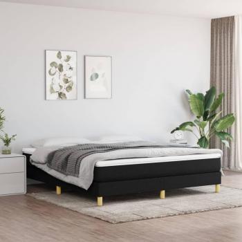 Cama solar sin colchón negro 160x200 cm en tela, estructura de cama box spring tela negro 160x200 cm