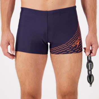 Bañador Speedo Medley Logo Aqua azul marino naranja para hombre, talla 36, tipo bóxer