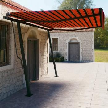 Toldo manual retráctil con postes 4,5x3m naranja marrón