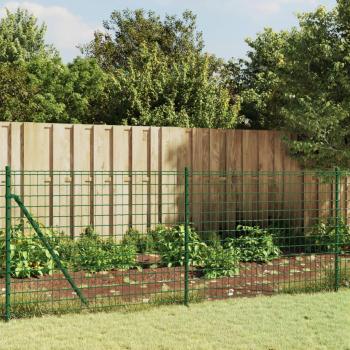 Cerca de 1x25 m de Cerca de Malla Metálica Verde con Anclajes en Espiga