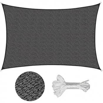Sekey Toldo Vela de Sombra Rectangular HDPE Protección Rayos UV Resistente Permeable Transpirable para Patio, Exteriores, Jardín, con Cuerda, 2×4m Antracita