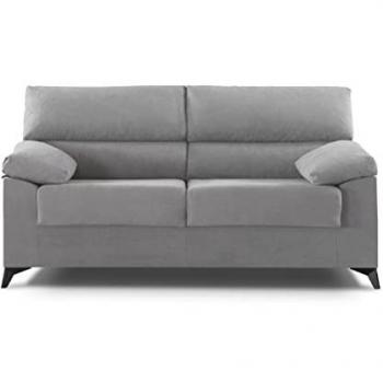 Sofá 3 plazas Hilton tapizado antimanchas color gris, estructura de madera, desenfundable, dimensiones 180 cm de ancho, altura 110 cm, profundidad 85 cm