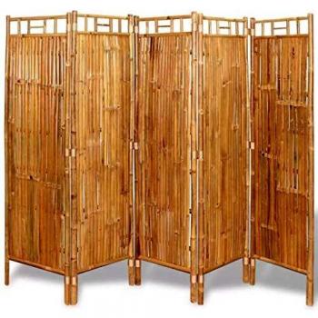 vidaXL Biombo divisor 5 paneles bambú 200x160 cm