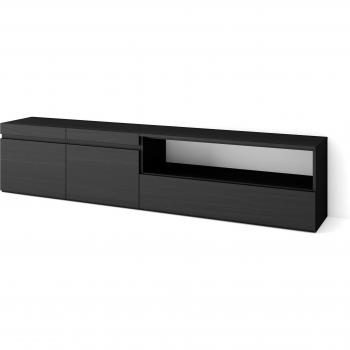 Mueble TV moderno negro con almacenamiento para televisores hasta 80 - 200x45x35cm