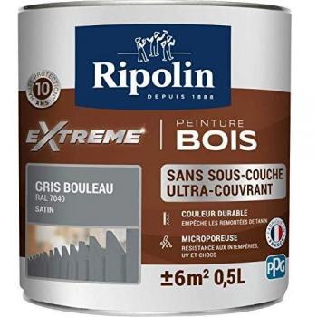 Pintura Satinada Ripolin para Madera Interior/Exterior - Alta Protección 10 Años - Gris Bouleau - 0,5L