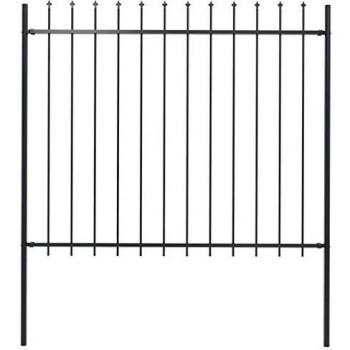 vidaXL Garden Fence with Spear Top Steel 1.7x1.5 m Black