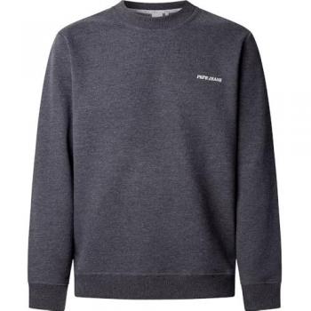 Sudadera de hombre Pepe Jeans modelo 'DAMIAN CREW' con logo bordado en la espalda, color negro, talla S