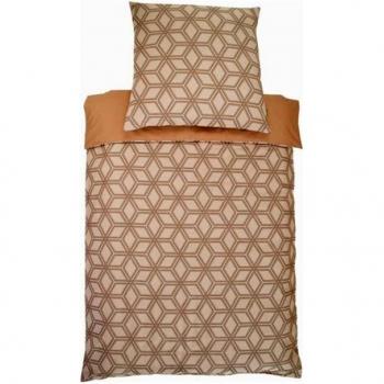 Zucchi Juego de sábanas Geometric V6 tamaño: 155 x 220 cm, 80 x 80 cm en beige/rosé 100% algodón