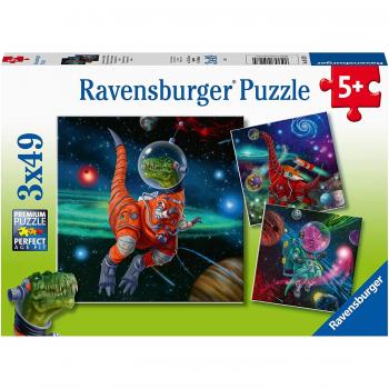 Ravensburger Puzzle Triple 3x49 piezas Dinos en el Espacio
