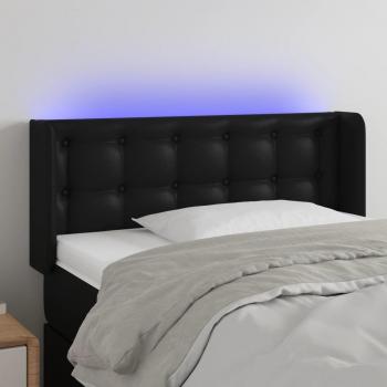 Cabecero LED negro de cuero sintético 103x16x78/88 cm